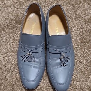 Vintage Men's Grey Freeman Leather Tassel Loafers, Size 9.5M